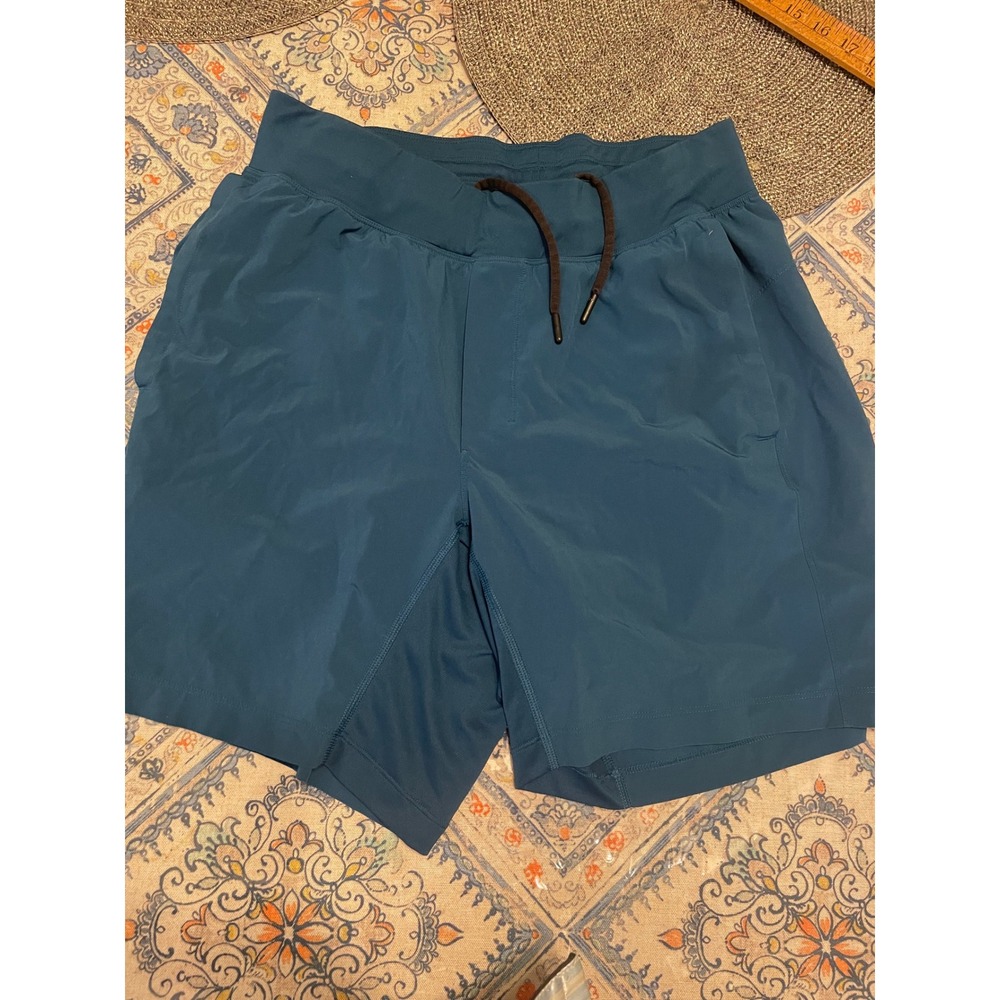 Lululemon Pace Breaker Lined Shorts Mens Medium Teal Blue 7 Inch Inseam Running